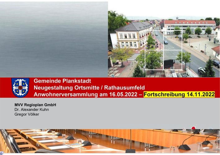 Anwohnerinformation zur Neugestaltung Ortsmitte/Rathausumfeld. © MVV Regioplan